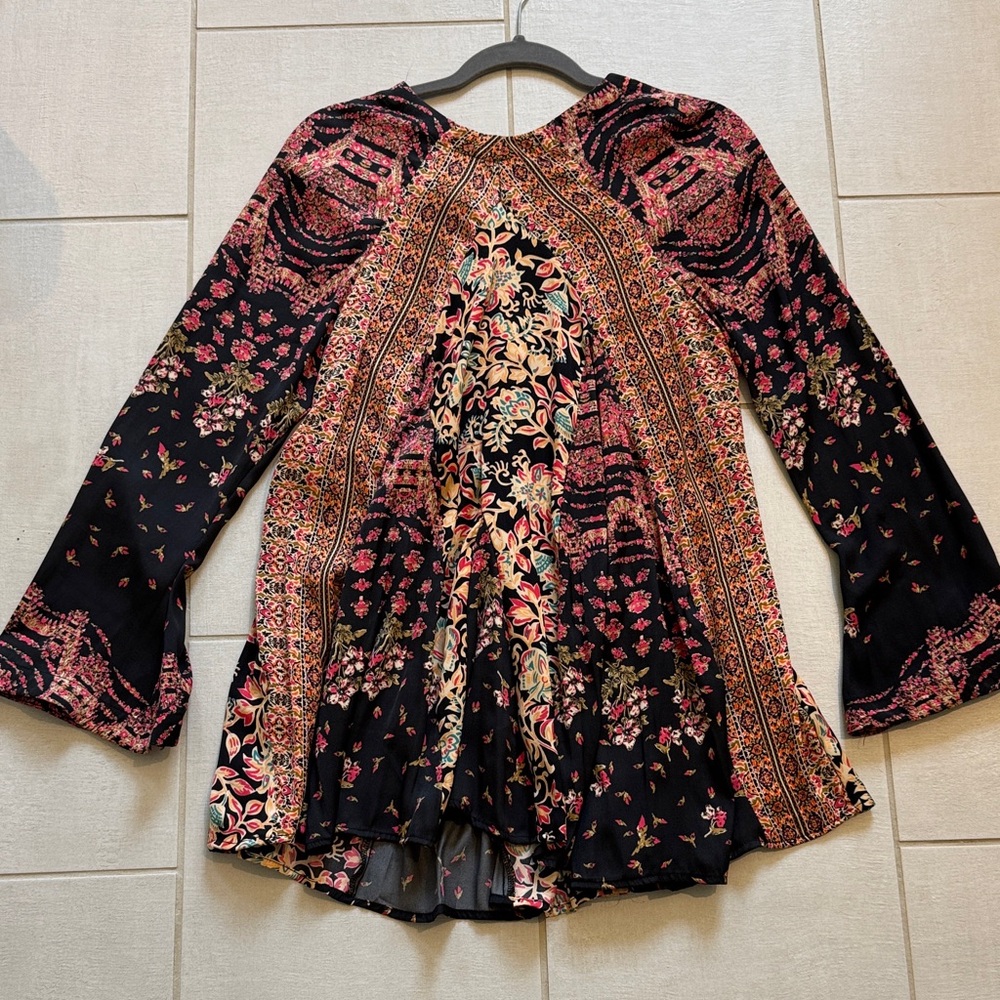 Free People Floral Bohemian Women's silky Mini Dress